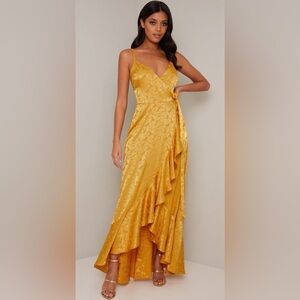Chi Chi London Gold Wrap Maxi Dress